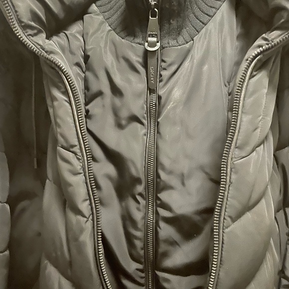 NWT DKNY Quilted Shell Hooded Long Jacket - Picture 4 of 14